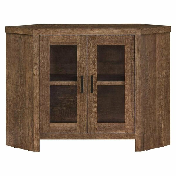 Gfancy Fixtures Reclaimed Wood Natural Finish Corner TV Stand with Glass Doors Brown GF3084879
